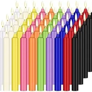 100 Bougies Rituelles Chime Sans Parfum - Couleurs Assorties 4" | Bougies à Mèche en Coton