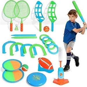 Jeux de Plein Air 8 en 1 pour Enfants - Kit Sportif Complet