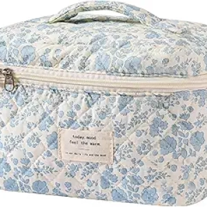 Grand Trousse de Maquillage Floral Coquette pour Femme - Organiseur de Cosmétiques de Voyage