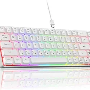 Clavier Gaming 60% Compact RGB - Clavier Mécanique Portable USB-C 68 Touches
