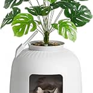 Bac à Litière Chat Caché Lifewit avec Plante Artificielle - Design Discret
