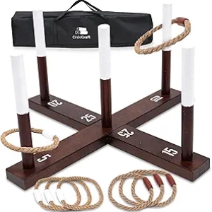 Jeu de Lancer d'Anneaux CircleCraft - Jeux de Jardin Rustiques pour Famille