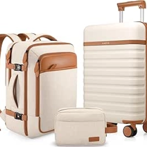Ensemble Valise Cabine 20 pouces UKEIN 3 pièces - Trolley Rigide TSA + Sac à dos