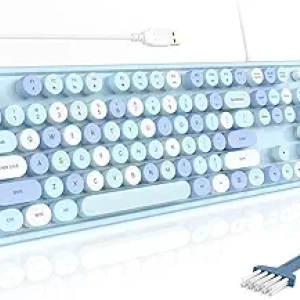 Clavier Rétro MOFII USB Filaire - Clavier Mécanique Vintage Bleu Coloré