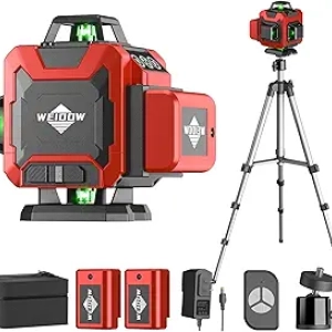 Laser Level 360° Autonivelant WEIDDW 4D avec Trépied - Niveau Laser Croix pour Construction