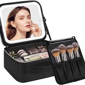Mallette Maquillage LED avec Miroir Lumineux - Organiseur Cosmétique Professionnel