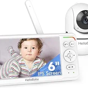 Babyphone HelloBaby 6" IPS - Écran géant, 30h batterie, sans WiFi sécurisé
