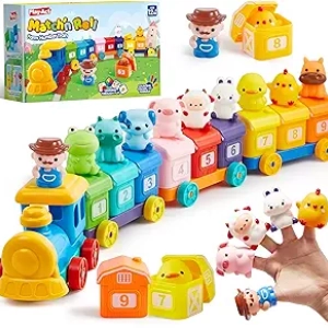 Train Ferme Montessori pour Enfants 1-3 ans - Jouet Éducatif de Tri et Comptage