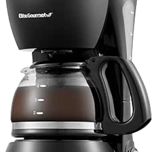 Cafetière Automatique Elite Gourmet 4 Tasses - Carafe Verre & Filtre Réutilisable