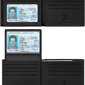 Portefeuille Homme Cuir Véritable Bifold RFID - Porte-cartes Artisanal