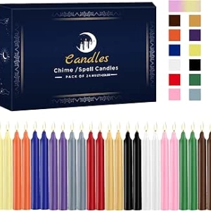 24 Bougies Colorées pour Rituels et Méditation - Bougies Magiques sans Parfum