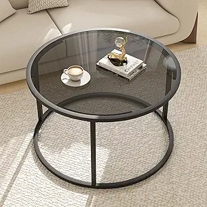 Table Basse Ronde en Verre Moderne - Design Minimaliste 27x27 cm