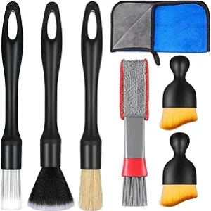 Set 7 Brosses Détailing Voiture - Nettoyage Intérieur/Extérieur Professionnel