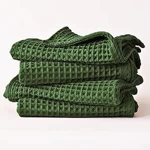 Serviettes de Toilette Gauffrées Premium 100% Coton Turc - Lot de 4 Extra Large