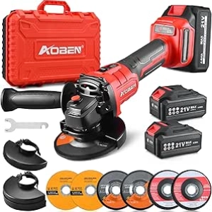Meuleuse d'angle sans fil AOBEN 21V - 115mm avec 2 batteries 4.0Ah