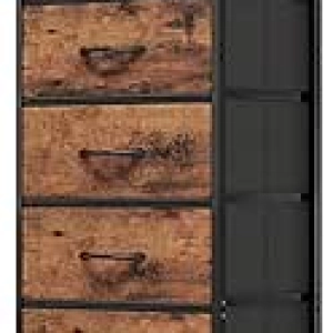 Commode Haute 7 Tiroirs Fixwal - Rangement Chambre Bois Rustique