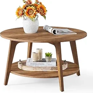 Table Basse Ronde VASAGLE MAEZO 2 Étages - Style Scandinave Moderne