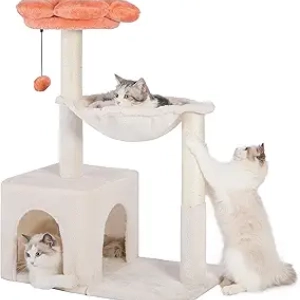 Arbre à Chat Fleur 34" - Tour Griffoir pour Grand Chat avec Hamac