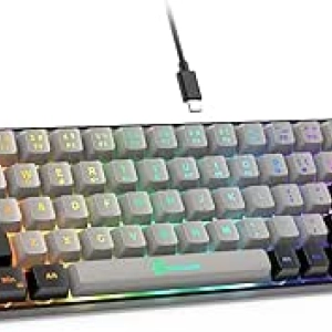 Clavier Gaming 65% Compact Filaire Rétroéclairé LED - Mécanique Silencieux PC