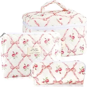 Ensemble 3 Pochettes Maquillage Matelassées - Trousse Cosmétique Voyage Femme