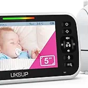 Babyphone avec Caméra 960ft - Écran LCD 5", Vision Nocturne, Sans WiFi