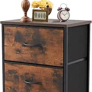Petite Table de Nuit 2 Tiroirs - Meuble Chevet Bois 50cm Marron