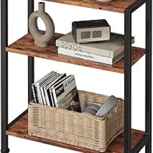 Petite Table d'Appoint Étroite 3 Étages - Table de Nuit Rustique pour Petit Espace