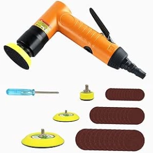 Ponceuse Orbitale Pneumatique Mini 22000 RPM - Kit Complet avec 3 Plateaux et 30 Disques