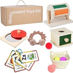 Jouets Montessori 7-12 Mois - Kit Éducatif 7 en 1 pour Bébé