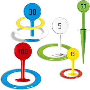 Jeu de Lancer d'Anneaux Colorés - Jouet Extérieur pour Jardin et Plage