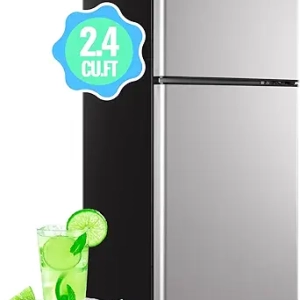 Mini Frigo 2.4 Cu.Ft avec Congélateur - Petit Réfrigérateur Argenté Compact