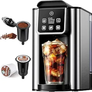 Machine à Café Chaud et Froid 2 en 1 - Cafetière Monoservice K-Cup et Moulu