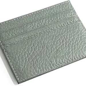Portefeuille Cuir Véritable M-Plateau - Porte-Cartes Ultra Slim 6 Compartiments Vert Clair