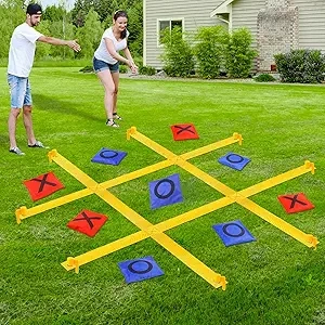 Jeu Géant Morpion Extérieur pour Enfants et Adultes - Sac Haricot Portable