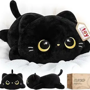 Peluche Chat Noir Mewaii 33cm - Coussin Kawaii Doux & Câlin