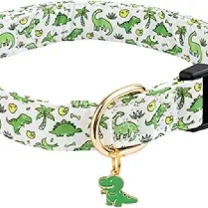 Collier Chien Coton Dinosaure Ajustable - Petit, Moyen, Grand Chien
