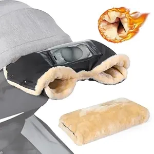 Moufles Poussette Bébé Hiver - Gants Thermiques avec Poche Téléphone
