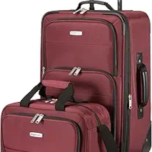 Ensemble de Bagages Amazon Basics - Valise 23 pouces + Sac 15 pouces Bordeaux
