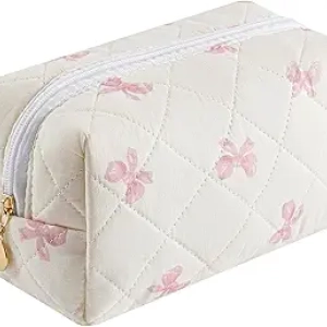 Trousse de Toilette Femme Matelassée - Pochette Maquillage Voyage Floral Rose