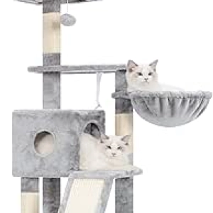 Arbre à Chat 42,5 Pouces Hey-brother - Griffoir Sisal & Maison Chat