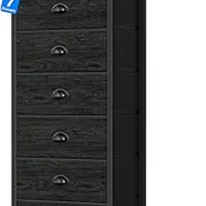 Commode 7 Tiroirs Furnulem - Meuble de Rangement Noir pour Chambre et Dressing