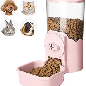 Distributeur Automatique de Nourriture pour Petits Animaux 35oz - Mangeoire Gravity Rose