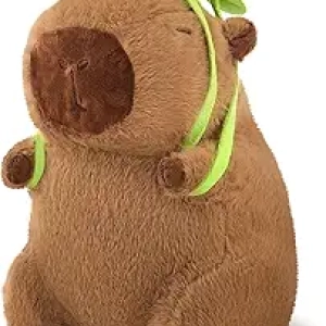 Peluche Capybara Kawaii 23cm avec Sac à Dos Tortue Amovible