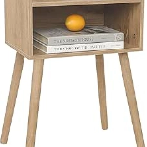 Table de Nuit MaxSmeo Style Scandinave - Petite Table d'Appoint Rangement Noyer