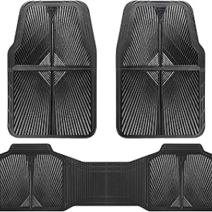 Tapis de Voiture Caoutchouc Imperméable CAR PASS - Ensemble 3 Pièces Antidérapant