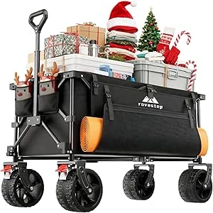 Chariot Pliable Tout Terrain 166L - Chariot de Plage avec Grandes Roues