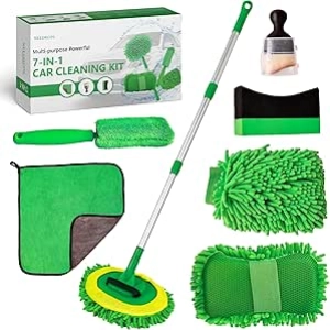 Kit Nettoyage Voiture 7-en-1 Professionnel - Balai Télescopique, Microfibre et Accessoires