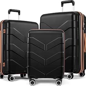 Ensemble Valises 3 Pièces Spinner avec Serrure TSA - Luggage Sets Extensible