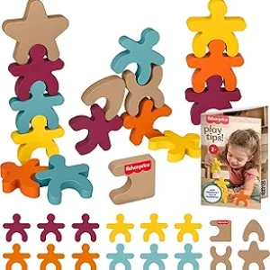 Jouet Montessori en bois Fisher-Price - 16 pièces à empiler (2 ans+)
