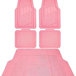 Tapis de voiture rose CAR PASS - Ensemble complet avec doublure coffre imperméable